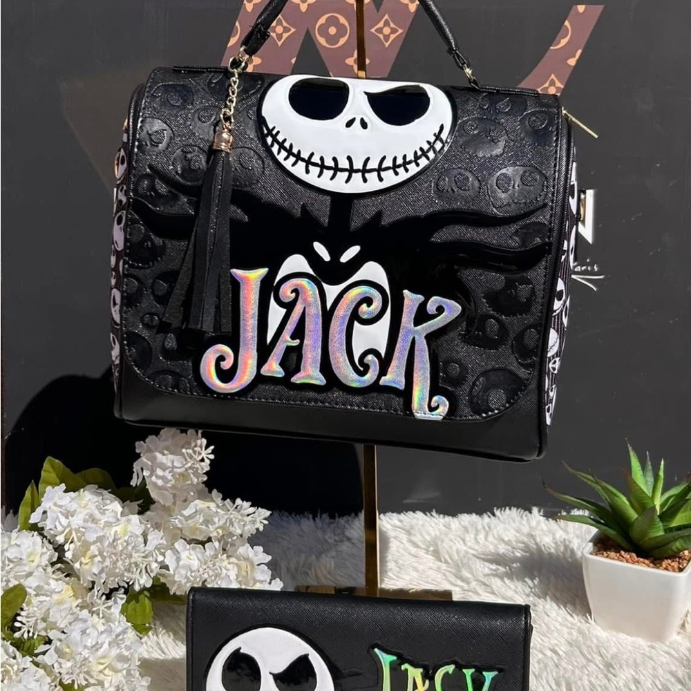 Jack Skellington Black Crossbody  bag.    And wallet  set Made in Mexico